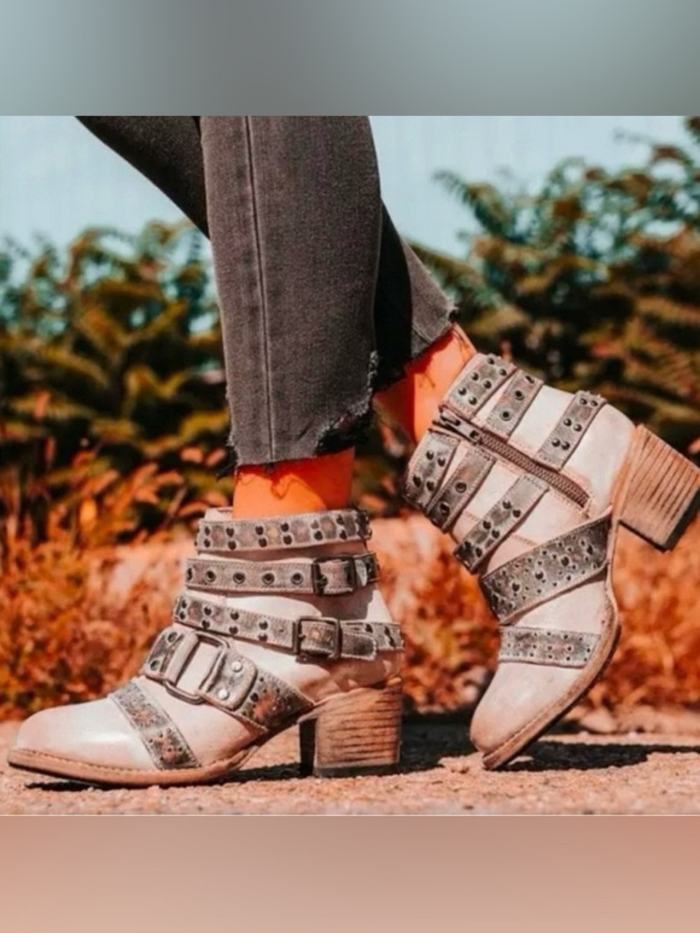Freebird by Steven Slayer Multibuckle Ankle Boots Ice